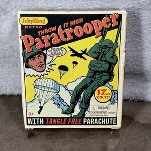 Schylling Retro Paratrooper 17" Tangle Free Parachute Green Army Men Toy NEW